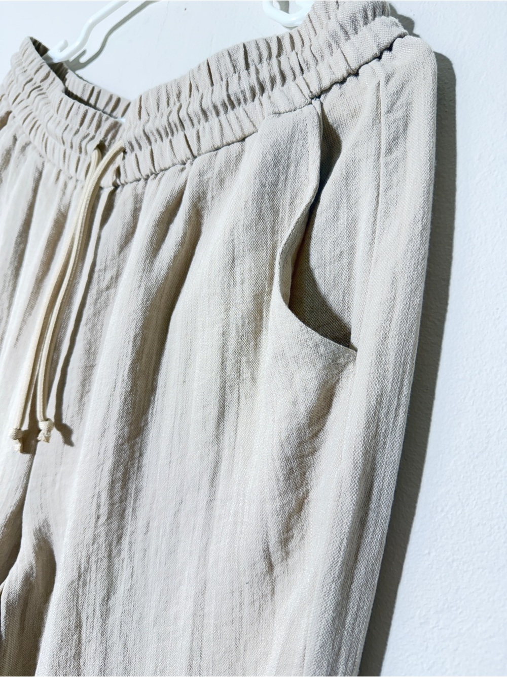 HALARA High Waisted Drawstring Pocket Wide Leg Baggy Casual Linen-Feel Pants - Picture 6 of 6